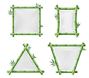 Khung ảnh cây tre màu xanh chân thực vector file AI 016