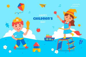 Mẫu banner, background trẻ đóng kịch mừng ngày quốc tế thiếu nhi vector  CR603