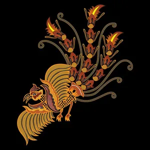 Mẫu ảnh minh họa phượng hoàng màu vàng cam vector CR047