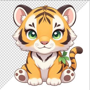 Ảnh vẽ đầu hổ phong cách chibi chất lượng cao File PNG - 020