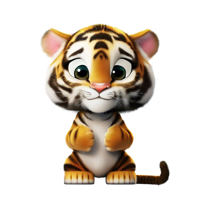 Ảnh vẽ con hổ phong cách chibi 3D File PNG - 008