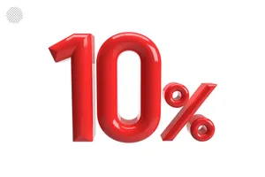 Mẫu số sale giảm giá 10% 3D màu đỏ PNG chất lượng cao CR107