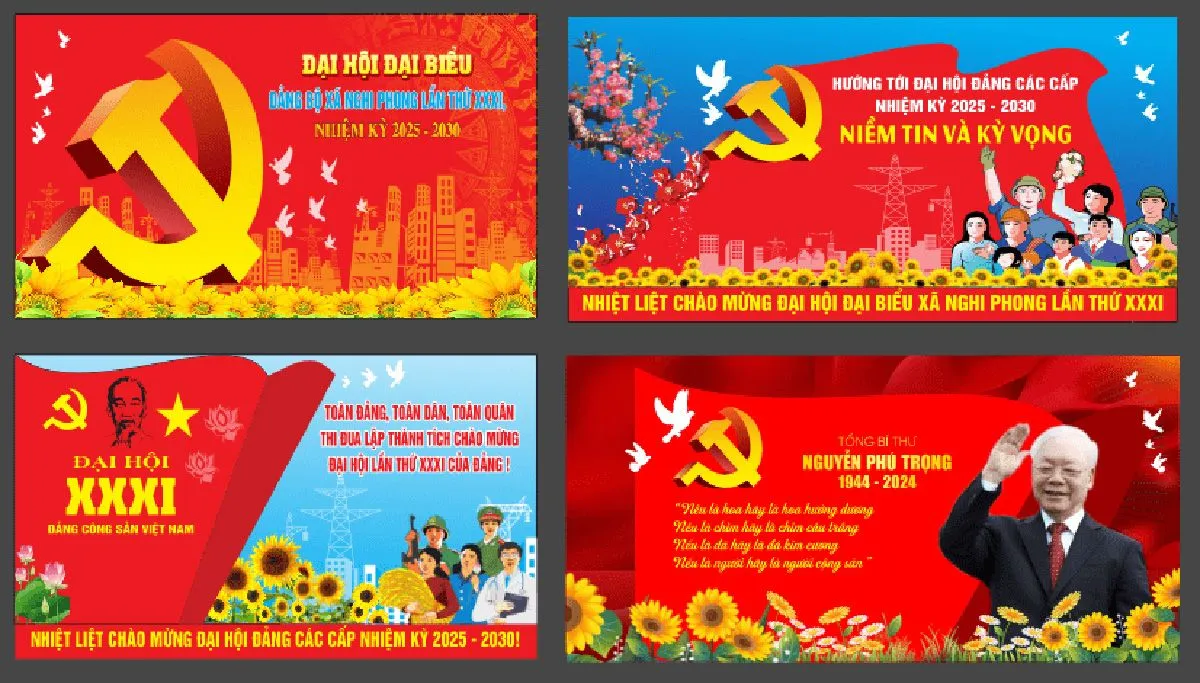 Bộ file Corel backdrop Đại hội Đảng nhiệm kỳ 2025 – 2030