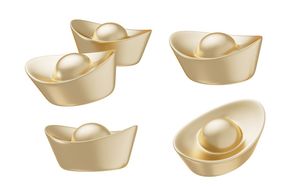Hình ảnh 5 thỏi vàng vector chân thực chất lượng cao 3D File CR 014