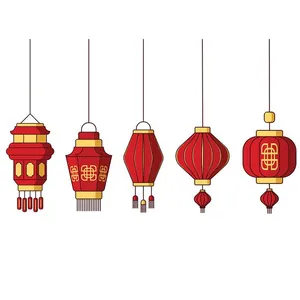 Ảnh minh họa đèn lồng đỏ phong cách trung hoa vector file AI CR021