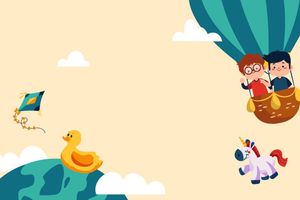 Mẫu banner, background trẻ vui mừng đi kinh khí cầu CR718