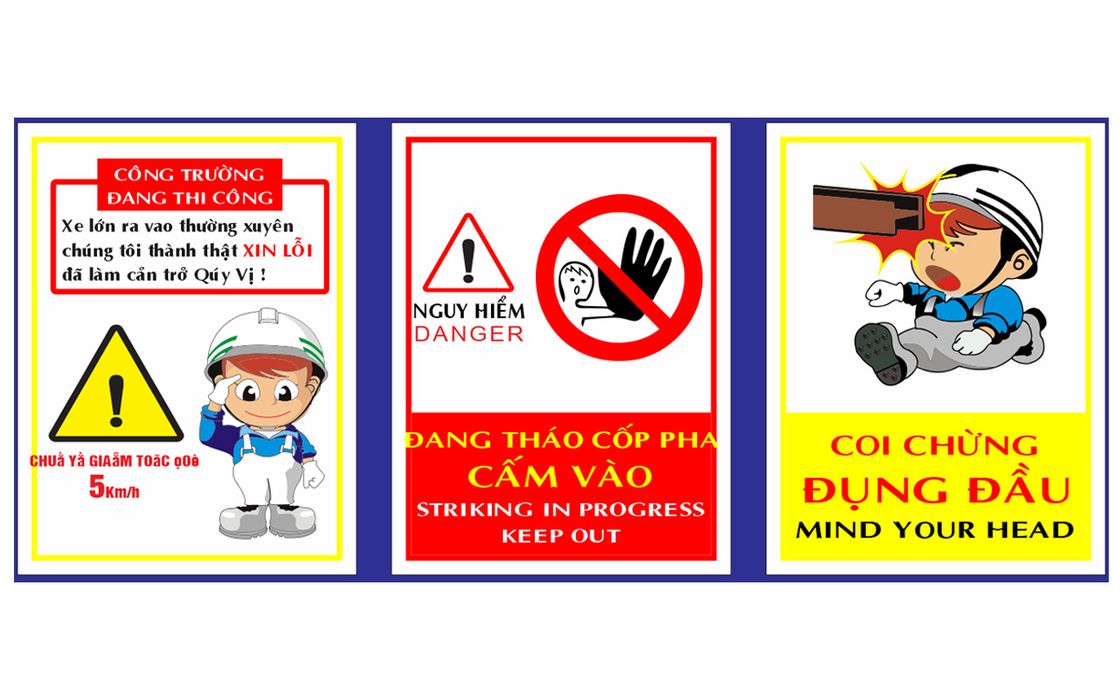 Biển công trường đang thi công - nguy hiểm - File Corel