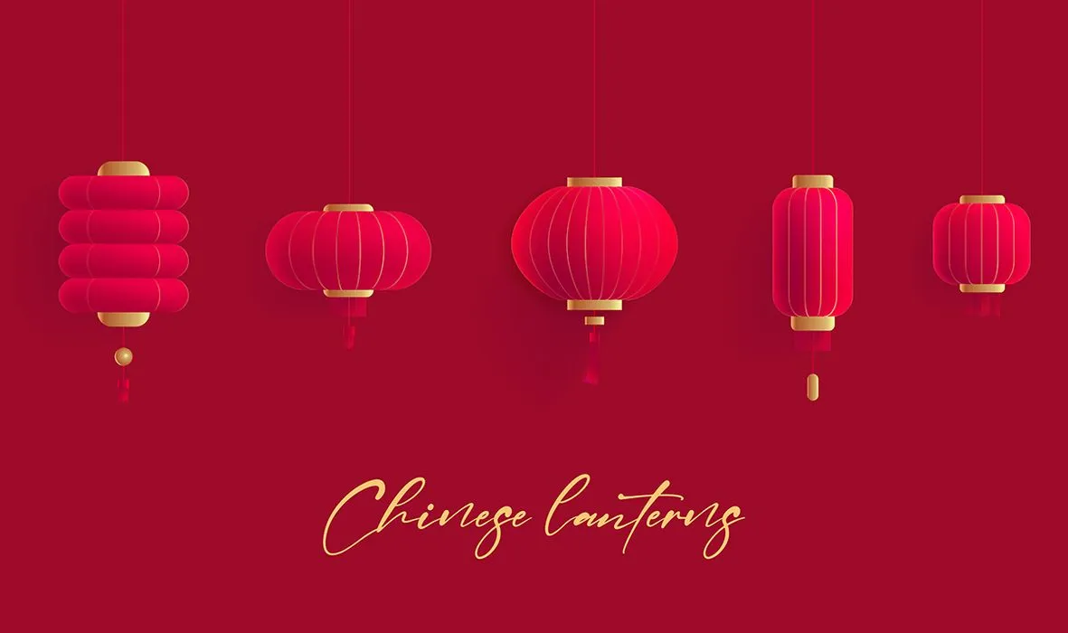 Ảnh minh họa 5 đèn lồng đỏ lễ hội vector file AI CR002
