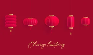 Ảnh minh họa 5 đèn lồng đỏ lễ hội vector file AI CR002