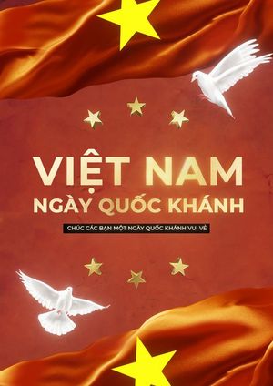 Poster chào mừng ngày quốc khánh Việt Nam nền cờ đỏ sao vàng và bồ câu PSD 19