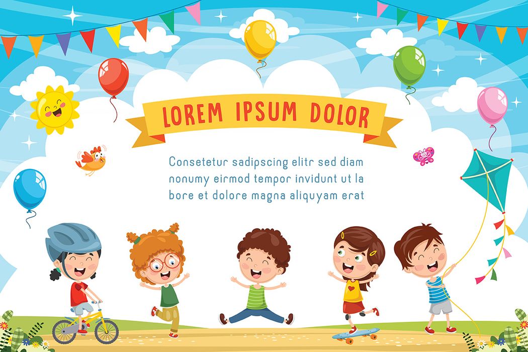 Mẫu banner, background trẻ em vui chơi vector CR772