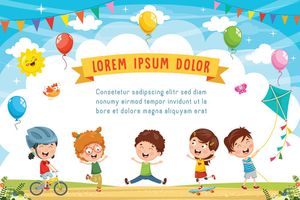 Mẫu banner, background trẻ em vui chơi vector CR772