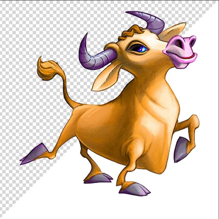 Ảnh vẽ con trâu chibi phong cách vẽ tay file PNG 020