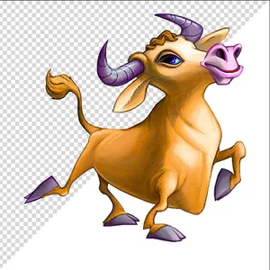Ảnh vẽ con trâu chibi phong cách vẽ tay file PNG 020