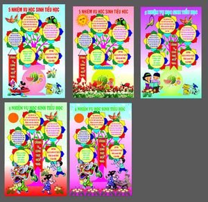 Bảng tin 5 nhiệm vụ của học sinh tiểu học – File Corel
