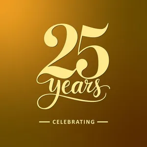 Logo kỷ niệm 25 năm ra trường màu vàng vector File AI CR008