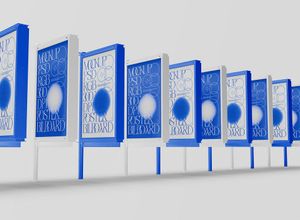 Mockup Mô hình trạm dừng xe buýt đô thị mảng 3D PSD
