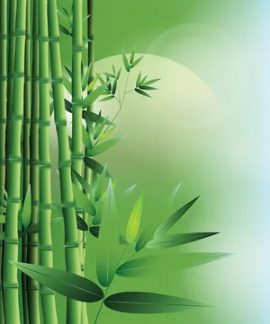 Mẫu backgroud minh họa tre trúc vẽ tay màu xanh file AI 205