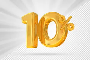 Mẫu số sale giảm giá 10% 3D màu vàng gold PNG chất lượng cao CR113