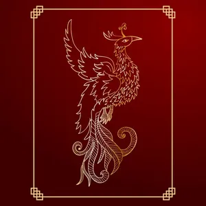 Mẫu background phượng hoàng tung cách nền vàng vector CR041