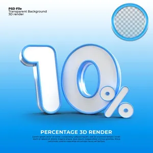 Mẫu số sale giảm giá 10% 3D màu trắng viền xanh PNG chất lượng cao CR088