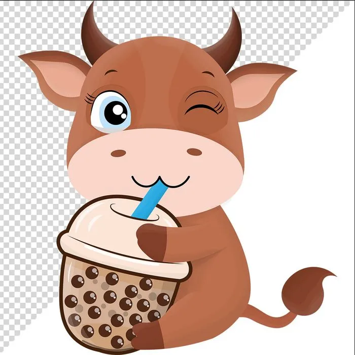 Ảnh vẽ con trâu phong cách vẽ tay chibi file PNG 014