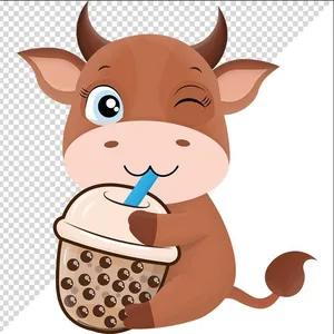 Ảnh vẽ con trâu phong cách vẽ tay chibi file PNG 014