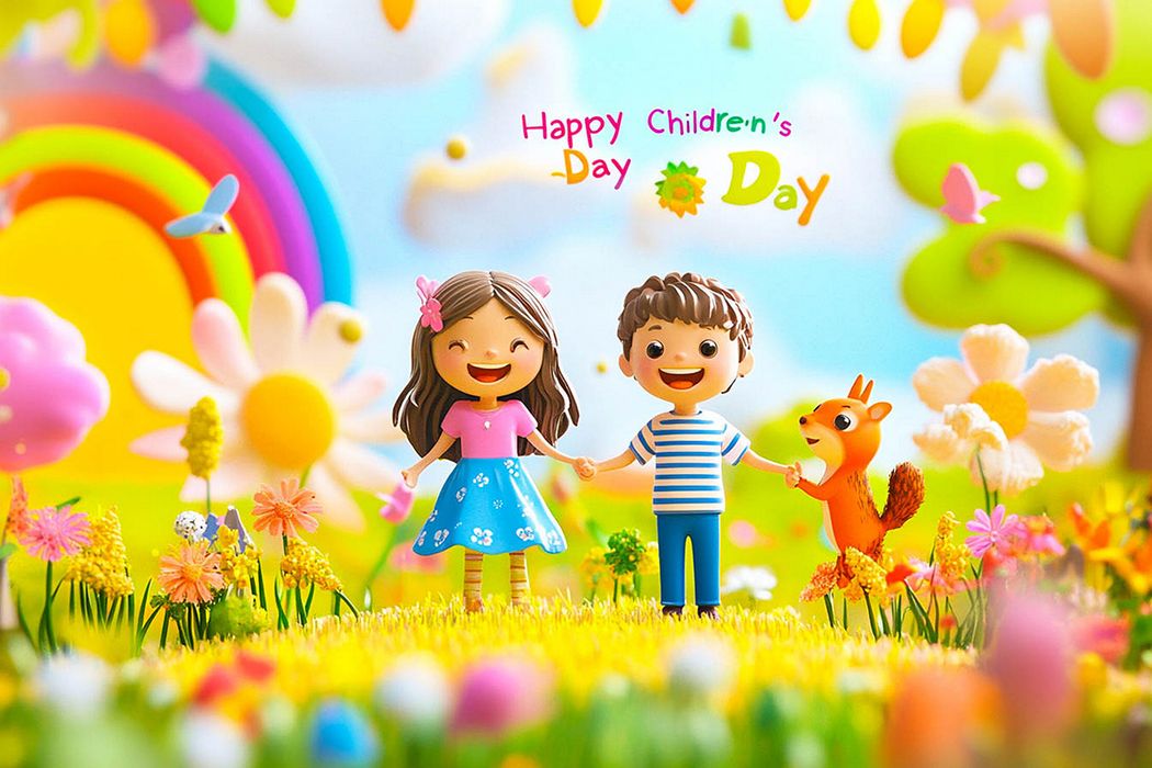 Mẫu banner trẻ vui chơi dắt tay nhau mừng ngày lễ thiếu nhi - CR937