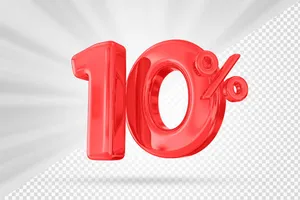 Mẫu số sale giảm giá 10% 3D màu đỏ PNG chất lượng cao CR127
