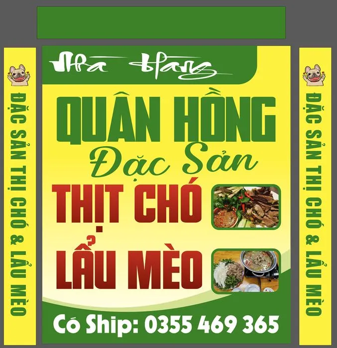 Biển vẫy biển hộp quán ăn lẩu chó mèo - file corel