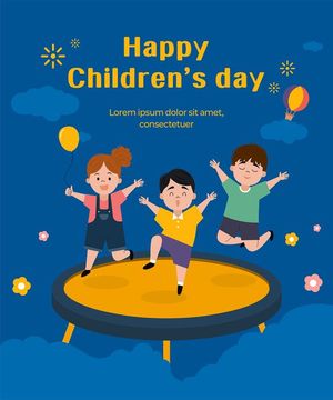 Mẫu poster trẻ em vui chơi trên bàn nhún vector CR792