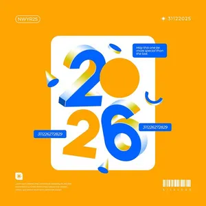 Số 2026 màu xanh vàng vector file số 13