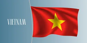 Ảnh minh họa cờ Việt Nam tung bay nền màu xanh vector File AI 093