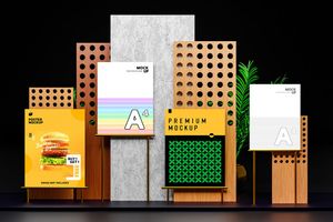 Mockup Poster Tờ Rơi Trưng Bày PSD file PSD