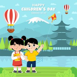 Mẫu poster trẻ vui chơi thả diều mừng ngày lễ của trẻ - CR1072