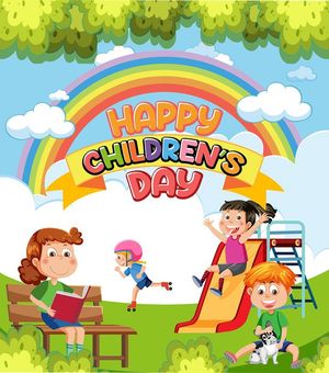 Mẫu thiệp, poster trẻ em vui chơi cầu trượt ngày lễ của trẻ CR850
