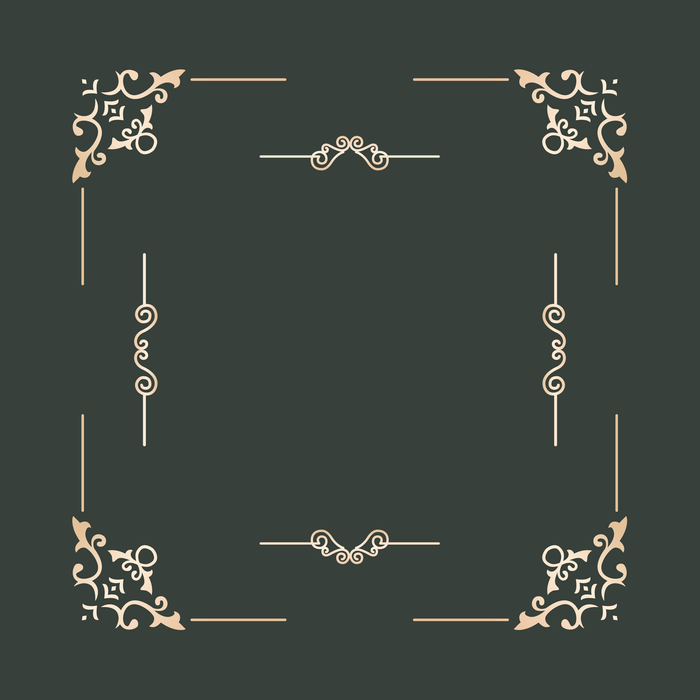 Mẫu khung góc hoa văn màu đen cổ điển vector file PNG 061
