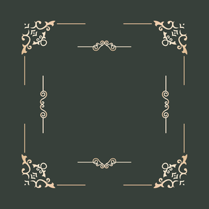 Mẫu khung góc hoa văn màu đen cổ điển vector file PNG 061