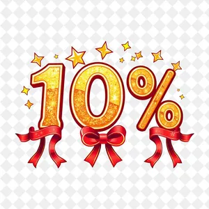 Mẫu số sale giảm giá 10% 3D màu vàng gold PNG chất lượng cao CR057