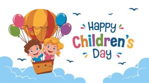 Mẫu banner, background trẻ vui chơi cùng kinh khí cầu ngày lễ của trẻ CR676