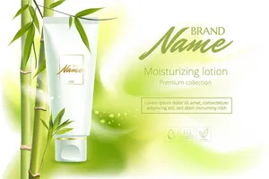 Mẫu poster mỹ phẩm tinh chất từ thiên nhiên nền cây tre trúc AI 185