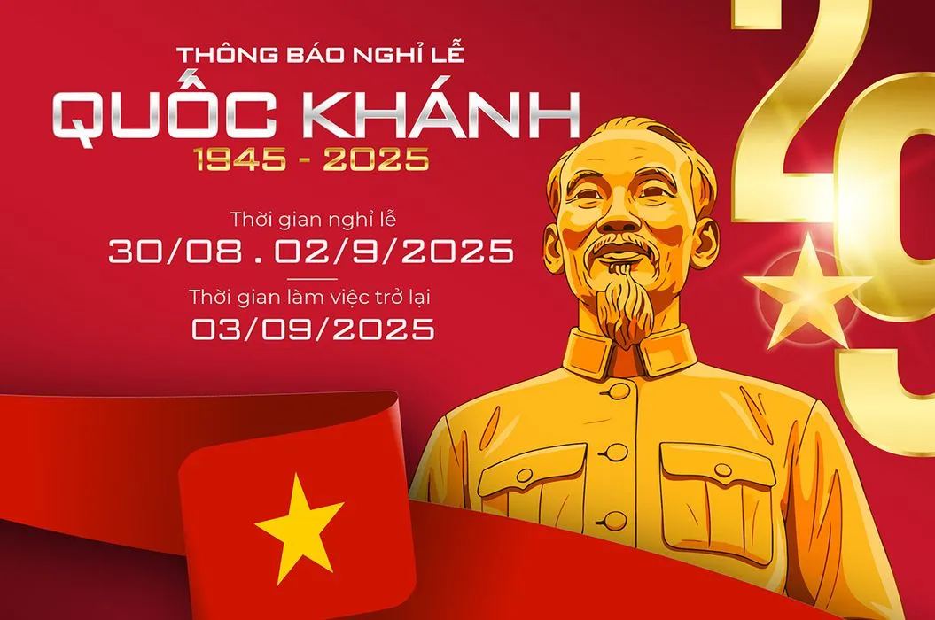 Banner thông báo nghỉ lễ ngày quốc khánh - ảnh chân dung Bác Hồ sang trọng - File AI 031