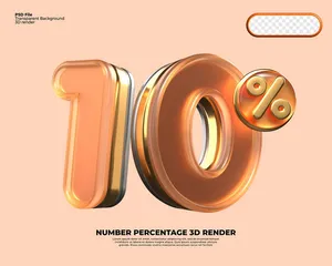 Mẫu số sale giảm giá 10% 3D màu vàng cam PNG chất lượng cao CR086