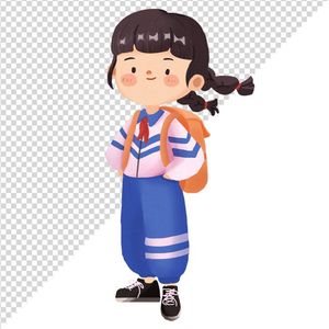 Hình ảnh cố bé đeo cặp sách tới trường 3D file PNG CR 807