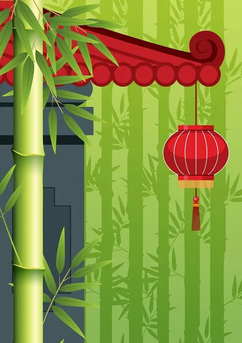 Mẫu backgroud minh họa tre trúc phong cách trung hoa file AI 213