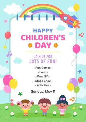 Mẫu thiệp, poster trẻ em vui chơi ngày lễ của trẻ CR846
