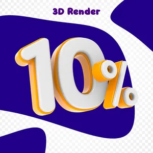 Mẫu số sale giảm giá 10% 3D chữ trắng viền cam PNG chất lượng cao CR063