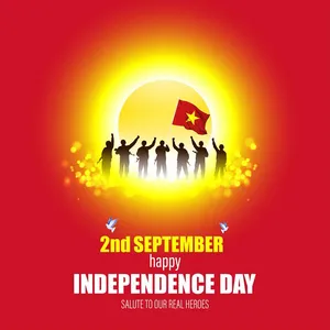 Poster ảnh bộ đội nền đỏ ngày quốc khánh Việt Nam - File AI 056