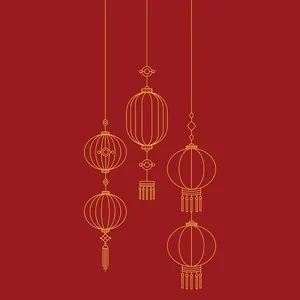 Background đèn lồng màu vàng nền đỏ mừng tết vector file AI CR006
