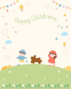 Mẫu poster trẻ vui chơi dễ thương mừng ngày lễ của trẻ - CR1112